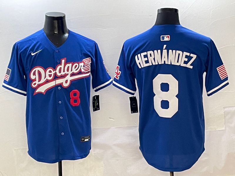 Men Los Angeles Dodgers #8 Hernandez Blue Second generation Joint Name Nike 2025 MLB Jersey style 2->los angeles dodgers->MLB Jersey